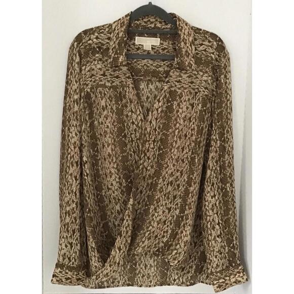 MICHAEL KORS animal snake print sleeveless cowl neck blouse long sleeve Size 4 - Picture 8 of 8